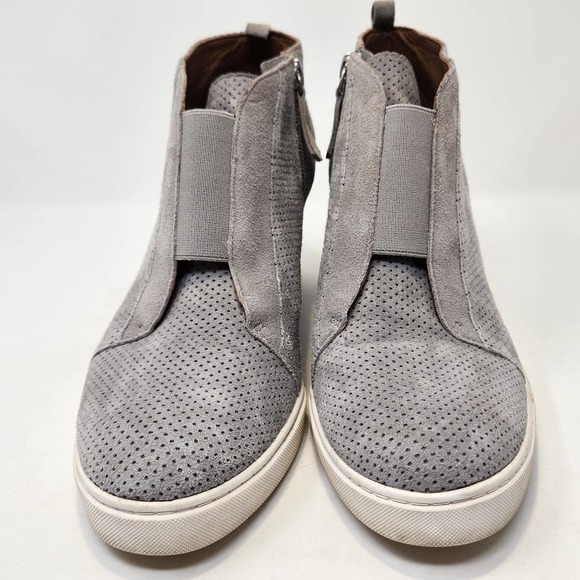 Linea Paolo Felicia Perforated Gray Suede Wedge Sneakers Bootie 8.5 M Platform - Picture 1 of 6